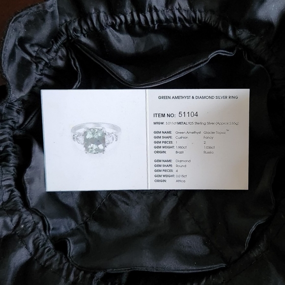 Prasiolite & Diamond .925 Sterling Silver Ring - Picture 6 of 7